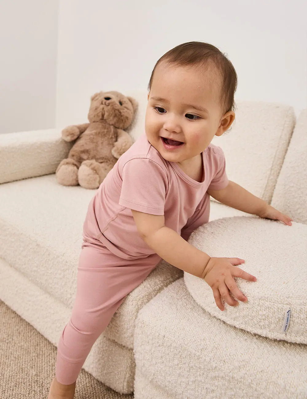 Dusty Pink Baby Short Sleeve Bamboo T-Shirt Boody