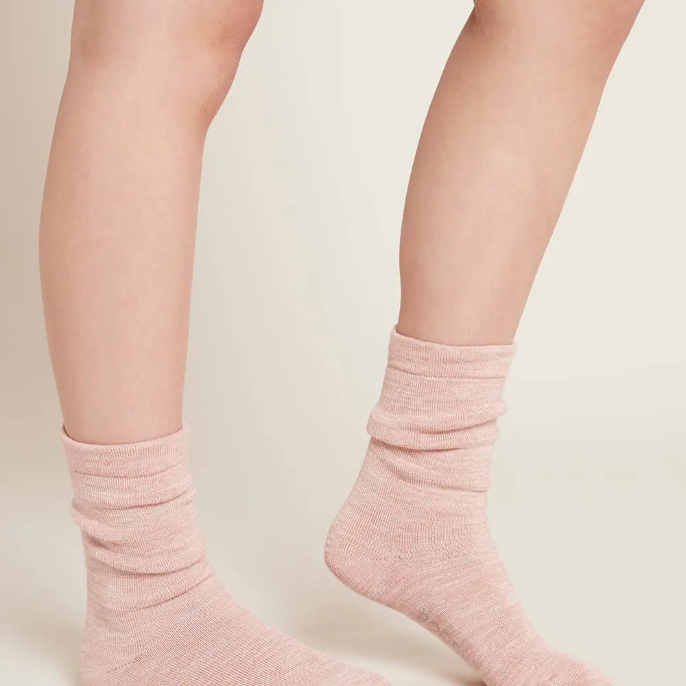 Dusty Pink Marl Chunky Organic Cotton Bed Socks Boody