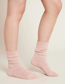  Dusty Pink Marl Chunky Organic Cotton Bed Socks Boody