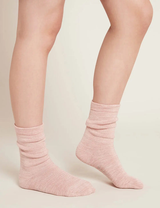 Dusty Pink Marl Chunky Organic Cotton Bed Socks Boody