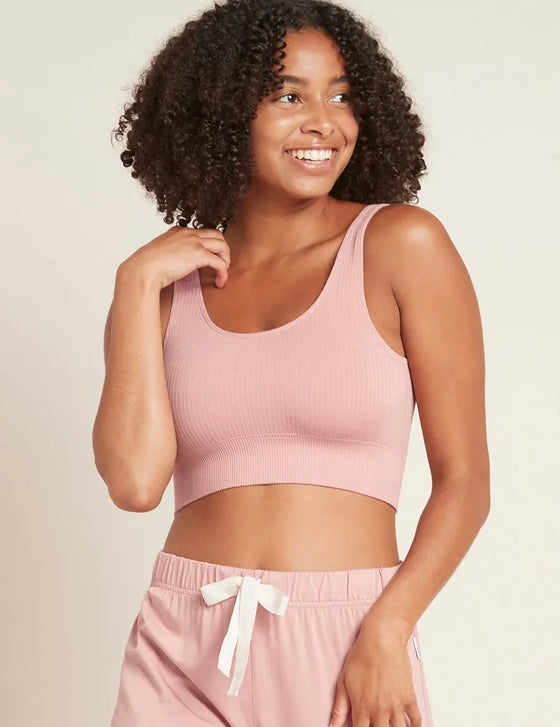 Dusty Pink Ribbed Seamless Bra Boody