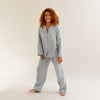 Warm Blue Gingham Linen Pyjama Trouser Set