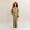 Botanical Green Gingham Linen Pyjama Trouser Set