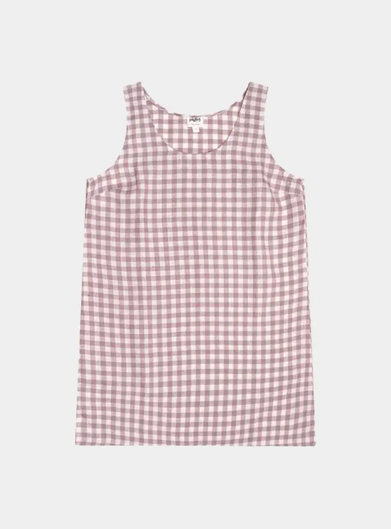 Elderberry Gingham Linen Nightdress Piglet