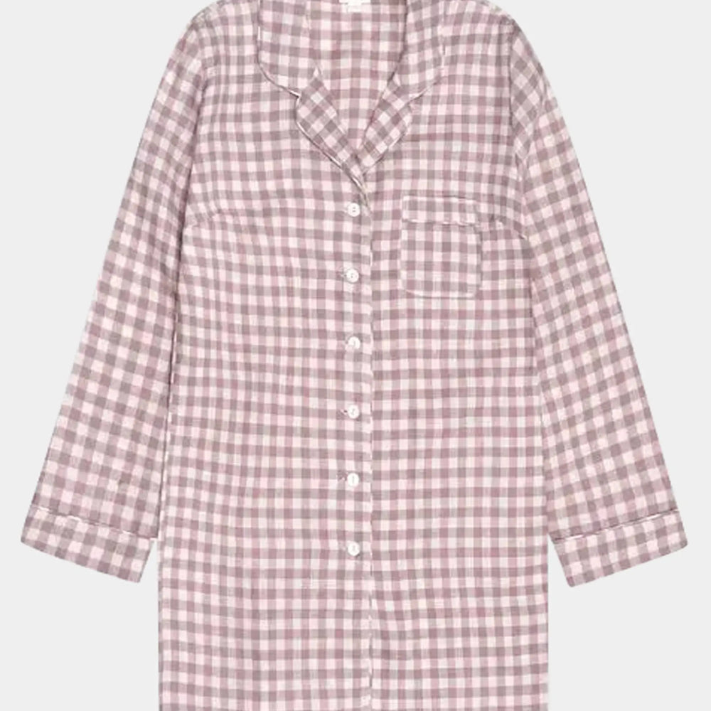 Elderberry Gingham Linen Nightshirt Piglet