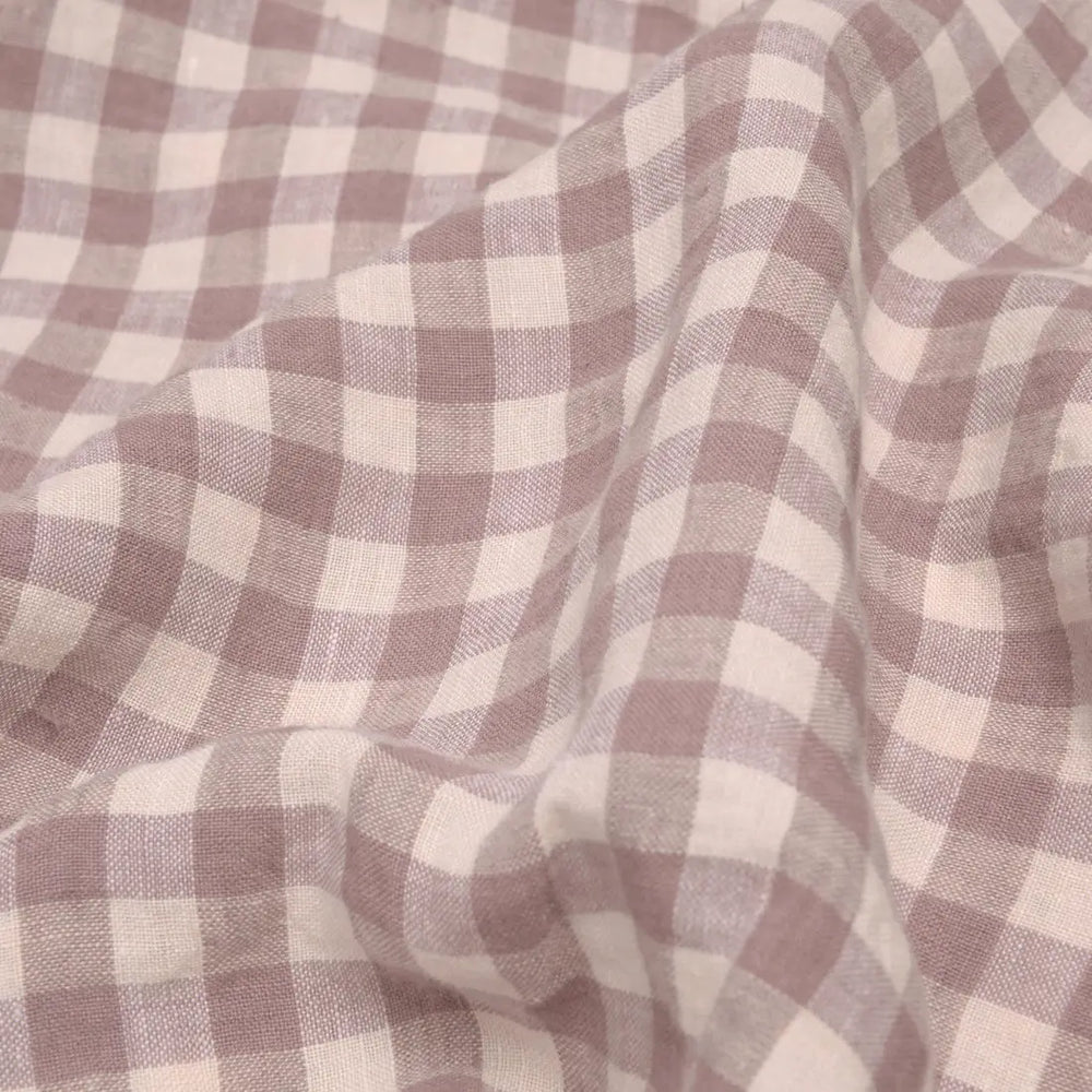 Elderberry Gingham Linen & Cotton Blend Duvet Cover Piglet