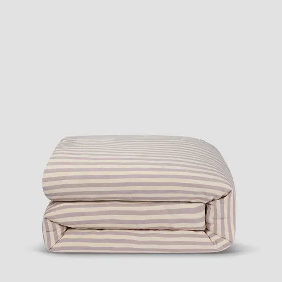 Elderberry Pembroke Stripe Linen Blend Duvet Cover Piglet