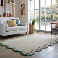  Elements Wave Natural Border Wool Rug Dunelm