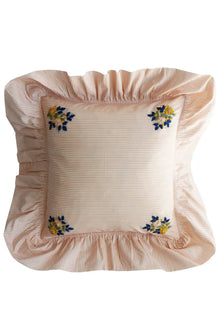  Embroidered Ruffle Cushion Made With Striped Liberty Fabric ELEMENTS PINK Coco & Wolf