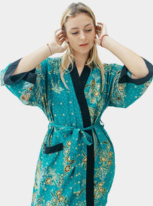  Emerald Green Batik Kimono Robe Wear the World