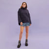 Emily Cable Roll Neck Tunic Jumper - Navy Blue Cara & The Sky