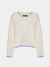 Emma v Neck Cable Knit Jumper - White Cara & The Sky