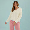 Emma v Neck Cable Knit Jumper - White Cara & The Sky