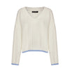 Emma v Neck Cable Knit Jumper - White Cara & The Sky