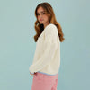 Emma v Neck Cable Knit Jumper - White Cara & The Sky