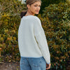 Emma v Neck Cable Knit Jumper - White Cara & The Sky