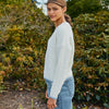 Emma v Neck Cable Knit Jumper - White Cara & The Sky