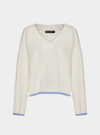 Emma v Neck Cable Knit Jumper - White