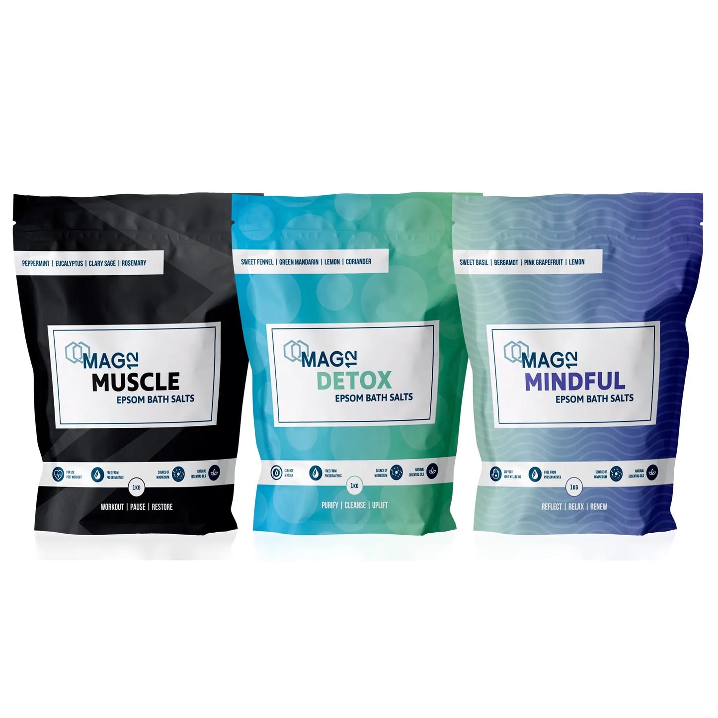 Epsom Salts Bundle | Mindful, Muscle and Detox MAG12