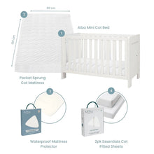  Essentials Alba Mini Cot Bed, Mattress & Bedding Bundle Tutti Bambini