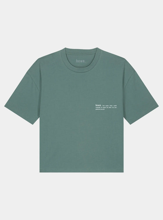 Eucalyptus Green Womens Organic Cotton Boxy T-Shirt hewn.