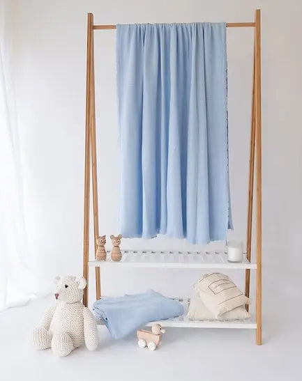 Extra Large Organic Baby Blue Bamboo Throw The Bamboo Baby Company