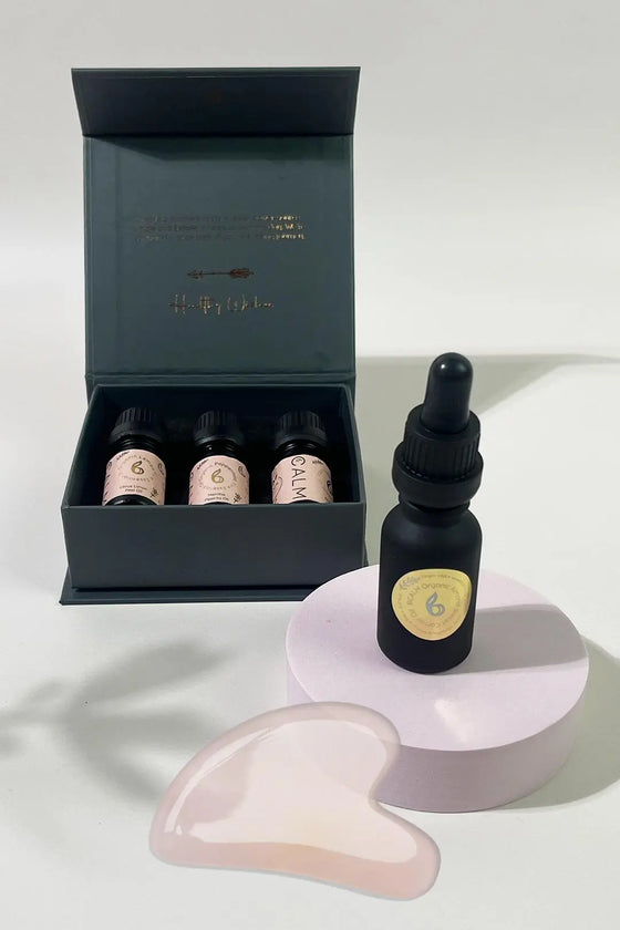 Facial Oil, Breathe Calm Essential Oil Set and Gua Sha bcalm