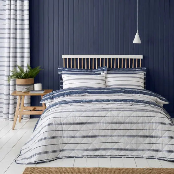 Falmouth Navy Bedspread Dunelm