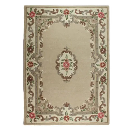 Fawn Lotus Premium Aubusson Rug Dunelm