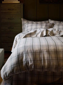  Fern Green Check Brushed Linen Duvet Cover Piglet