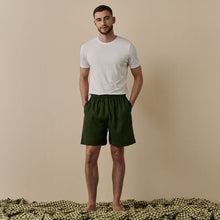  Fern Green Tencel Linen Blend Men's Pyjama Shorts Piglet