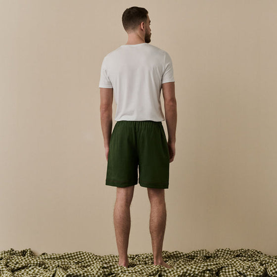 Fern Green Tencel Linen Blend Men's Pyjama Shorts Piglet