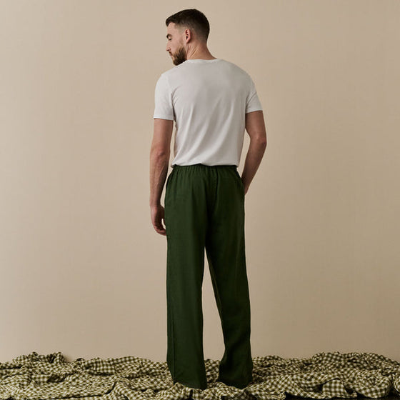 Fern Green Tencel Linen Blend Men's Pyjama Trouser Piglet