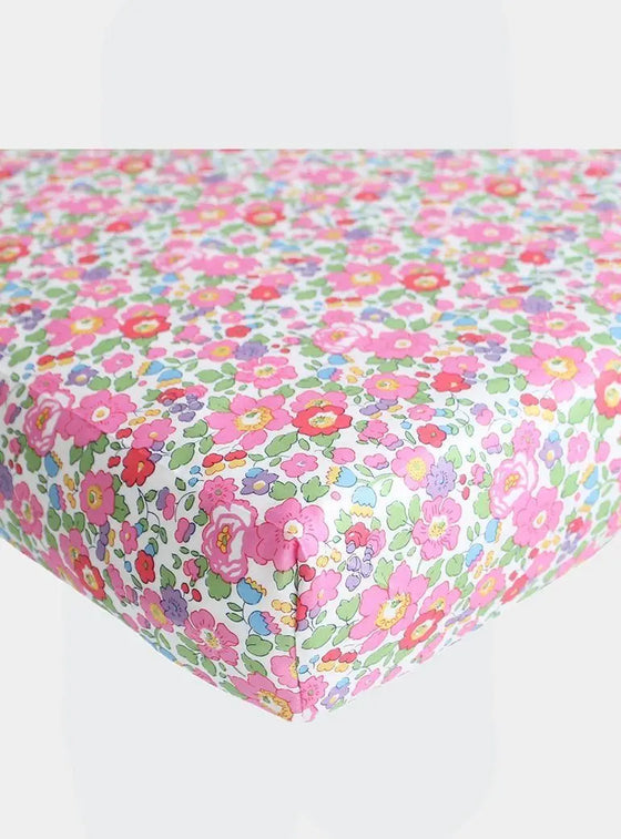 Fitted Sheet Made With Liberty Fabric BETSY ANN PINK Coco & Wolf