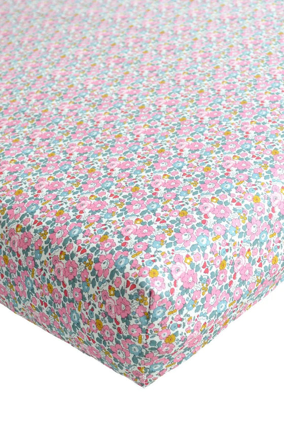 Fitted Sheet Made With Liberty Fabric BETSY ANN PINK Coco & Wolf