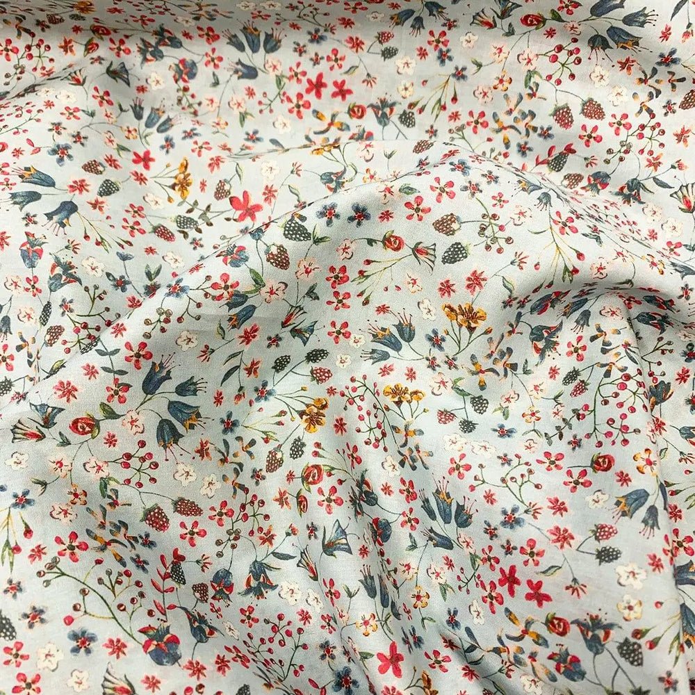 Flat Top Sheet Made With Liberty Fabric DONNA LEIGH DUCK EGG Coco & Wolf