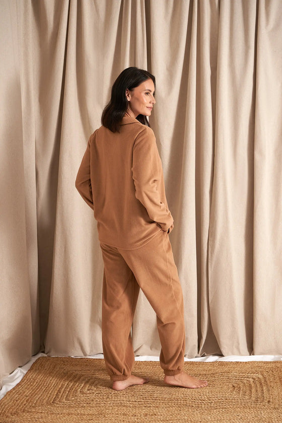 Fleece Lounge Set in Tan Pretty You London