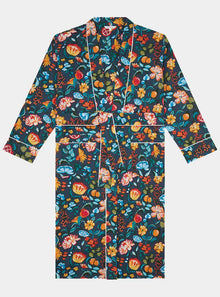  Florals on Navy Organic Cotton Robe Myza