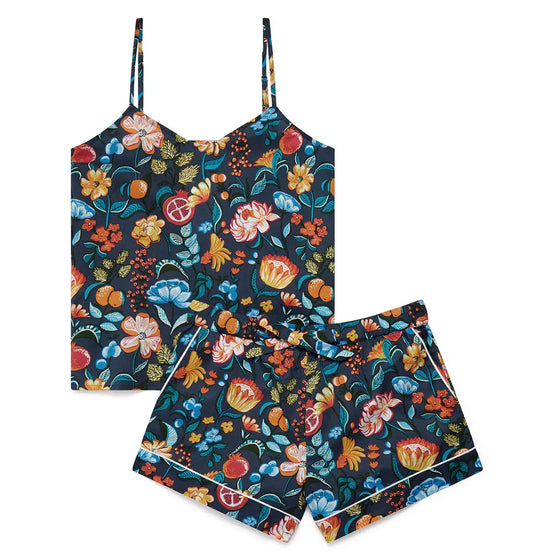 Florals on Navy Women's Cami Organic Cotton Short Set Myza