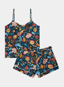  Florals on Navy Women's Cami Organic Cotton Short Set Myza