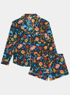 Florals on Navy Women's Long Sleeve Organic Cotton Pyjama Short Set Myza