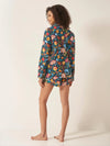 Florals on Navy Women's Long Sleeve Organic Cotton Pyjama Short Set Myza