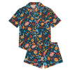 Florals on Navy Women's Short Sleeve Organic Cotton Pyjama Short Set Myza