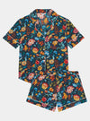 Florals on Navy Women's Short Sleeve Organic Cotton Pyjama Short Set Myza