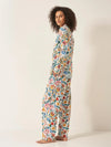 Florals on White Women's Long Sleeve Organic Cotton Pyjama Trouser Set Myza