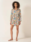 Florals on White Women's Organic Cotton Nightshirt Myza