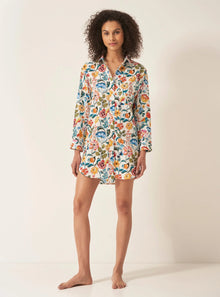  Florals on White Women's Organic Cotton Nightshirt Myza