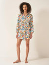 Florals on White Women's Organic Cotton Nightshirt Myza