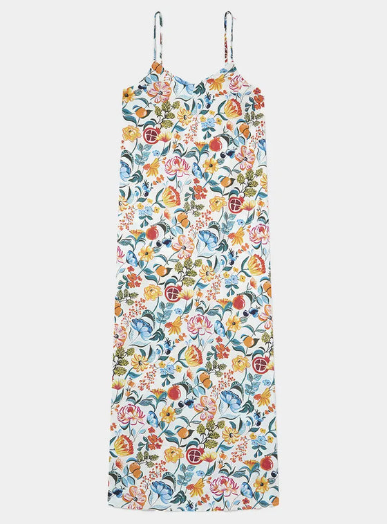 Florals on White Women's Slip Organic Cotton Nightdress Myza