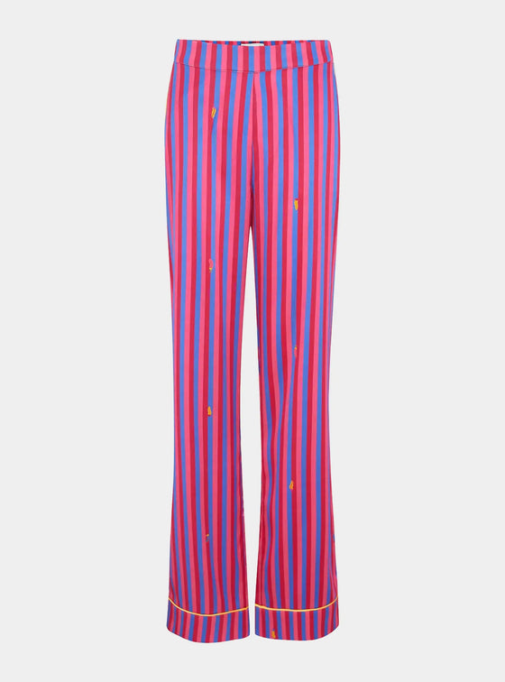 Florence Crimson Stripe Silk Trouser Sleepy Wilson